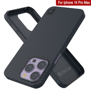 Coque en fibre de carbone Punkcase pour iPhone 14 Pro Max [Série AramidShield] Ultra mince et légère en Kevlar