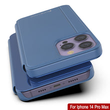 Load image into Gallery viewer, Punkcase Coque Réflectrice pour iPhone 14 Pro Max, Étui de Protection à Rabat [Bleu]
