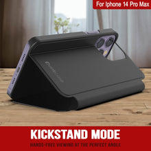 Load image into Gallery viewer, Punkcase iPhone 14 Pro Max Coque réfléchissante Housse de protection à rabat [Noire]
