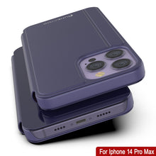 Charger l&#39;image dans la galerie, Coque de protection à rabat Punkcase pour iPhone 14 Pro Max avec réflecteur [violet]
