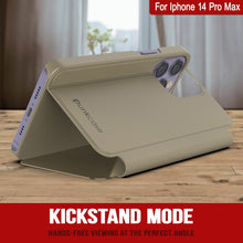 Load image into Gallery viewer, Étui Punkcase iPhone 14 Pro Max Reflecteur, Coque de Protection Rabattable [Or]
