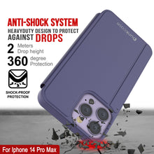 Charger l&#39;image dans la galerie, Coque de protection à rabat Punkcase pour iPhone 14 Pro Max avec réflecteur [violet]
