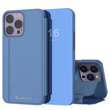 Load image into Gallery viewer, Punkcase Coque Réflectrice pour iPhone 14 Pro Max, Étui de Protection à Rabat [Bleu]
