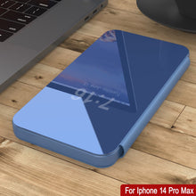 Load image into Gallery viewer, Punkcase Coque Réflectrice pour iPhone 14 Pro Max, Étui de Protection à Rabat [Bleu]
