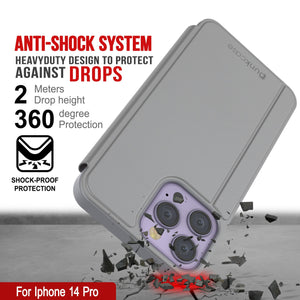 Coque punkcase iPhone 14 Pro Reflecteur, étui de protection à rabat [argent]