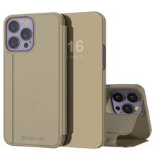 Charger l&#39;image dans la galerie, Coque Punkcase iPhone 14 Pro Reflecteur Cover Flip de Protection [Or]
