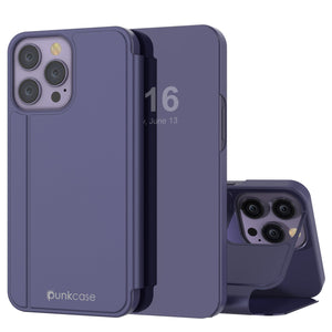 Coque réfléchissante pour iPhone 14 Pro de Punkcase, étui à rabat de protection [violet]