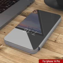 Load image into Gallery viewer, Coque punkcase iPhone 14 Pro Reflecteur, étui de protection à rabat [argent]
