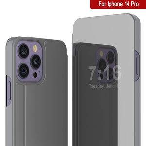 Coque punkcase iPhone 14 Pro Reflecteur, étui de protection à rabat [argent]