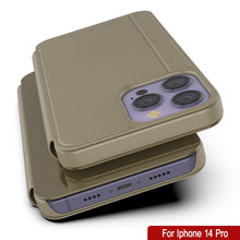 Charger l&#39;image dans la galerie, Coque Punkcase iPhone 14 Pro Reflecteur Cover Flip de Protection [Or]
