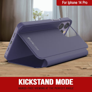 Coque réfléchissante pour iPhone 14 Pro de Punkcase, étui à rabat de protection [violet]