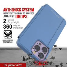 Charger l&#39;image dans la galerie, Coque de protection Punkcase iPhone 14 Pro avec rabat réfléchissant [Bleu]
