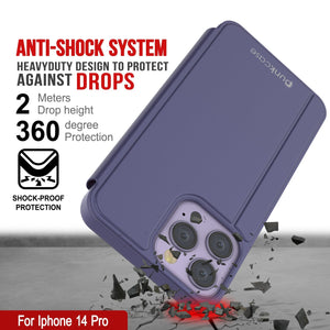 Coque réfléchissante pour iPhone 14 Pro de Punkcase, étui à rabat de protection [violet]