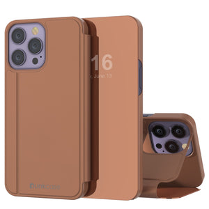 Coque Punkcase pour iPhone 14 Pro, étui à rabat de protection réfléchissant [Rose]