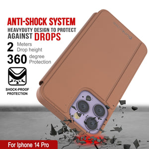 Coque Punkcase pour iPhone 14 Pro, étui à rabat de protection réfléchissant [Rose]