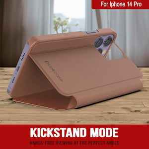 Coque Punkcase pour iPhone 14 Pro, étui à rabat de protection réfléchissant [Rose]