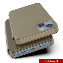 Load image into Gallery viewer, Coque Punkcase iPhone 14 à effet de miroir, couverture de protection rabattable [Or]
