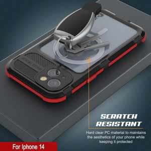 iPhone 14 Série Métal Extreme 2.0 Étui en Aluminium Étanche IP68 Avec Protection d'Écran Intégrée [Noir-Rouge]