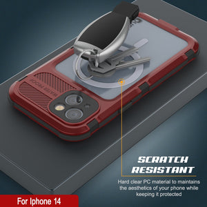 Coque étanche en aluminium de la série iPhone 14 Metal Extreme 2.0 avec protecteur d'écran intégré IP68 [Rouge-Noir]