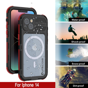 iPhone 14 Série Métal Extreme 2.0 Étui en Aluminium Étanche IP68 Avec Protection d'Écran Intégrée [Noir-Rouge]