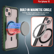 Charger l&#39;image dans la galerie, Étui de protection militaire Punkcase iPhone 15 Armor Stealth MAG Defense, à plusieurs couches, couleur vert foncé.
