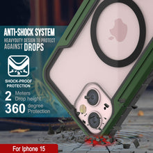 Charger l&#39;image dans la galerie, Étui de protection militaire Punkcase iPhone 15 Armor Stealth MAG Defense, à plusieurs couches, couleur vert foncé.
