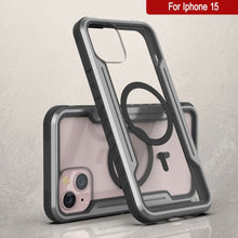 Charger l&#39;image dans la galerie, Housse de protection Punkcase iPhone 15 Armor Stealth MAG Defense, niveau militaire, avec plusieurs couches de couverture [Gris-noir]
