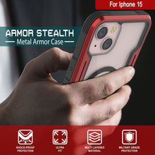 Charger l&#39;image dans la galerie, Coque de protection Punkcase iPhone 15 Armor Stealth MAG, de qualité militaire avec plusieurs couches de protection [rouge].
