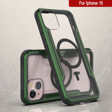 Charger l&#39;image dans la galerie, Étui de protection militaire Punkcase iPhone 15 Armor Stealth MAG Defense, à plusieurs couches, couleur vert foncé.
