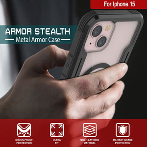 Coque de protection militaire multicyclique Punkcase iPhone 15 Armor Stealth MAG [Noir]