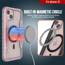 Charger l&#39;image dans la galerie, Punkcase Coque de défense Armor Stealth MAG pour iPhone 15, étui de protection de qualité militaire à plusieurs couches [Rose-Or]

