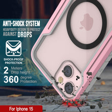 Charger l&#39;image dans la galerie, Punkcase Coque de défense Armor Stealth MAG pour iPhone 15, étui de protection de qualité militaire à plusieurs couches [Rose-Or]
