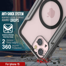 Charger l&#39;image dans la galerie, Housse de protection Punkcase iPhone 15 Armor Stealth MAG Defense, niveau militaire, avec plusieurs couches de couverture [Gris-noir]
