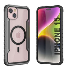 Charger l&#39;image dans la galerie, Housse de protection Punkcase iPhone 15 Armor Stealth MAG Defense, niveau militaire, avec plusieurs couches de couverture [Gris-noir]
