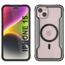 Charger l&#39;image dans la galerie, Housse de protection Punkcase iPhone 15 Armor Stealth MAG Defense, niveau militaire, avec plusieurs couches de couverture [Gris-noir]
