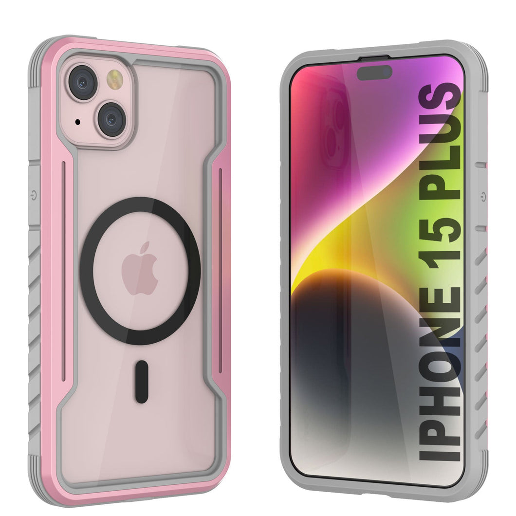 Punkcase iPhone 15 Plus Armor Stealth MAG Coque de défense protectrice de qualité militaire à plusieurs couches [or rose]