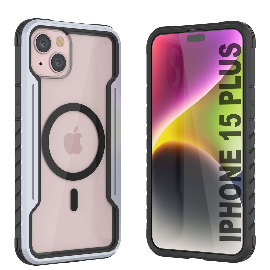 Punkcase Coque de défense Stealth MAG Armor pour iPhone 15 Plus, protection militaire de grade supérieur, étui multicouche [blanc]