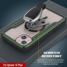 Charger l&#39;image dans la galerie, Étui de défense Punkcase iPhone 15 Plus Armor Stealth MAG, coque militaire protectrice de qualité supérieure à plusieurs couches [vert foncé]
