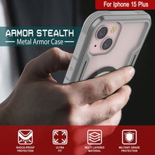 Charger l&#39;image dans la galerie, Coque de protection Punkcase iPhone 15 Plus Armor Stealth MAG avec grade militaire, couverture multicouche [Gris]
