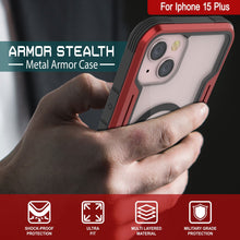 Charger l&#39;image dans la galerie, Coque de défense militaire Punkcase Armor Stealth MAG pour iPhone 15 Plus, protection multicoque de qualité supérieure [rouge]
