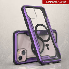 Charger l&#39;image dans la galerie, Coque de protection Punkcase Armor Stealth MAG Defense pour iPhone 15 Plus, avec couverture militaire de qualité, multicouche [violet]
