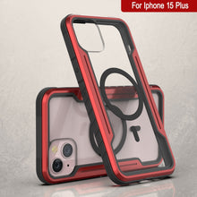 Charger l&#39;image dans la galerie, Coque de défense militaire Punkcase Armor Stealth MAG pour iPhone 15 Plus, protection multicoque de qualité supérieure [rouge]
