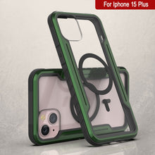 Charger l&#39;image dans la galerie, Étui de défense Punkcase iPhone 15 Plus Armor Stealth MAG, coque militaire protectrice de qualité supérieure à plusieurs couches [vert foncé]
