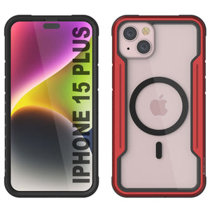 Coque de défense militaire Punkcase Armor Stealth MAG pour iPhone 15 Plus, protection multicoque de qualité supérieure [rouge]