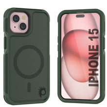 Charger l&#39;image dans la galerie, Coque PunkCase pour iPhone 15, [Série Spartan 2.0] Coque Robuste Transparente avec Protection d&#39;Écran Intégrée [vert foncé]
