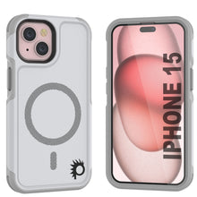 Charger l&#39;image dans la galerie, Étui PunkCase pour iPhone 15, [Série Spartan 2.0] Coque robuste transparente avec protecteur d&#39;écran intégré [blanc]

