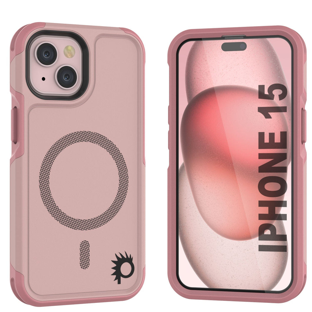 Coque PunkCase pour iPhone 15, Série Spartan 2.0, Housse Solide Robuste Transparente avec Protecteur d'Écran Intégré [rose]