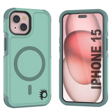 Charger l&#39;image dans la galerie, Coque pour iPhone 15 PunkCase, [Série Spartan 2.0] Résistante et robuste, transparente, avec protecteur d&#39;écran intégré [teal].
