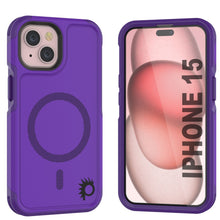Charger l&#39;image dans la galerie, Coque iPhone 15 PunkCase, [Série Spartan 2.0] Couverture robuste transparente avec protecteur d&#39;écran intégré [violet]
