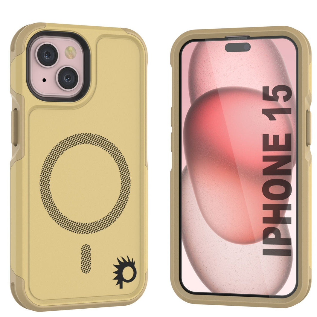 Coque PunkCase iPhone 15, Série Spartan 2.0, transparente, robuste et résistance avec protecteur d'écran intégré [jaune]